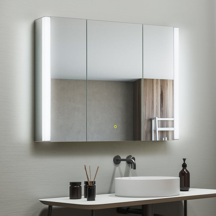 Serra Rectangular Frameless Surface-Mount LED Lighted Bathroom Aluminum Mirror Medicine Cabinet