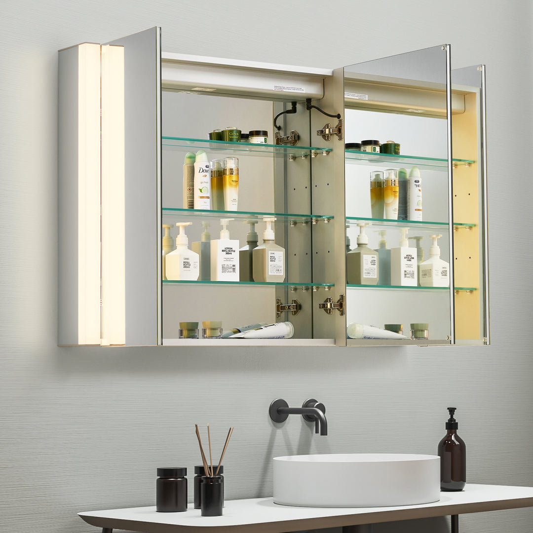 Serra Rectangular Frameless Surface-Mount LED Lighted Bathroom Aluminum Mirror Medicine Cabinet