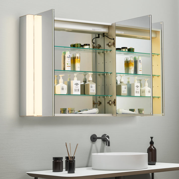 Serra Rectangular Frameless Surface-Mount LED Lighted Bathroom Aluminum Mirror Medicine Cabinet