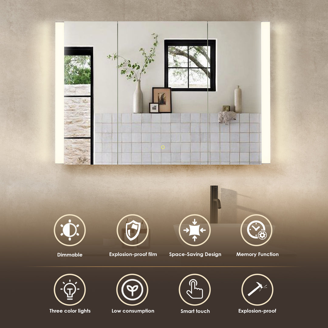 Serra Rectangular Frameless Surface-Mount LED Lighted Bathroom Aluminum Mirror Medicine Cabinet