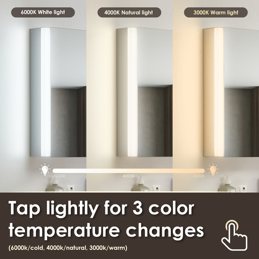 Serra Rectangular Frameless Surface-Mount LED Lighted Bathroom Aluminum Mirror Medicine Cabinet