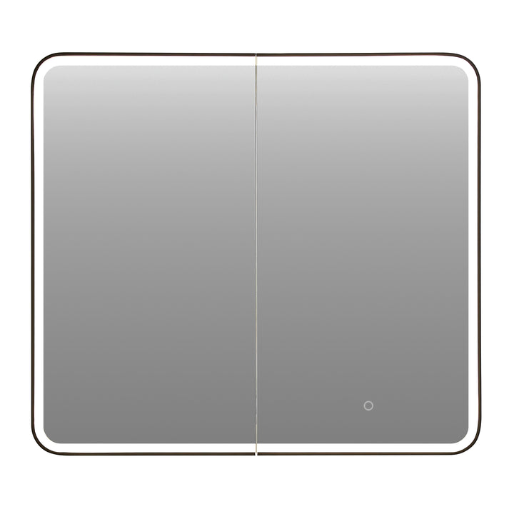 Ostaria Rectangular Surface-Mount/Reccessed LED Lighted Bathroom Black Aluminum Mirror Medicine Cabinet