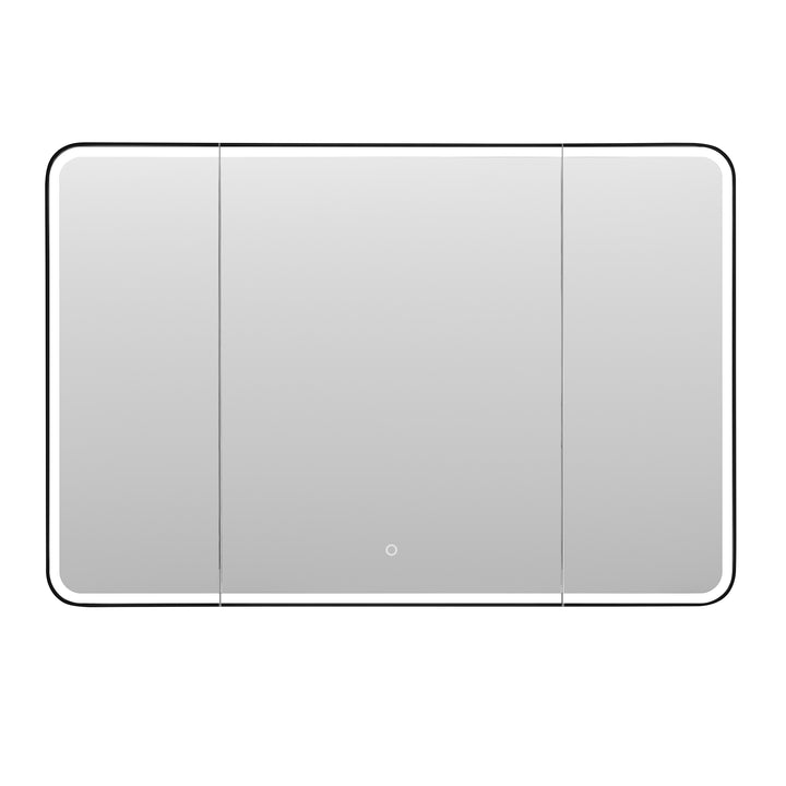 Ostaria Rectangular Surface-Mount/Reccessed LED Lighted Bathroom Black Aluminum Mirror Medicine Cabinet