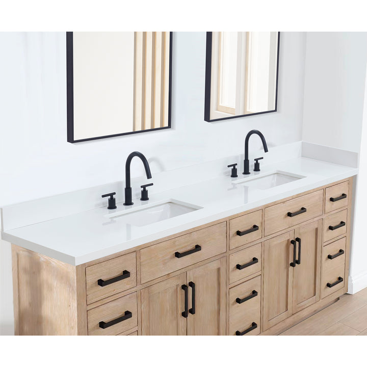 Caorle Engineered Stone Vanity Top in Snow White with White Sink