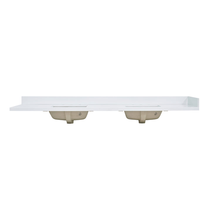 Caorle Engineered Stone Vanity Top in Snow White with White Sink