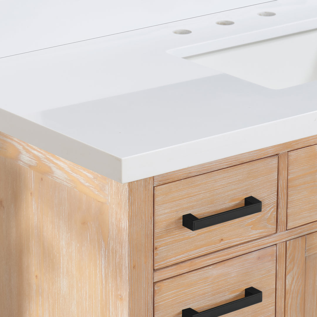 Caorle Engineered Stone Vanity Top in Snow White with White Sink