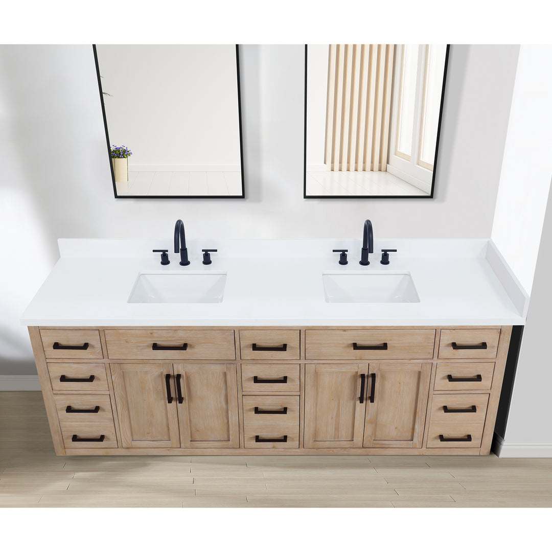 Caorle Engineered Stone Vanity Top in Snow White with White Sink