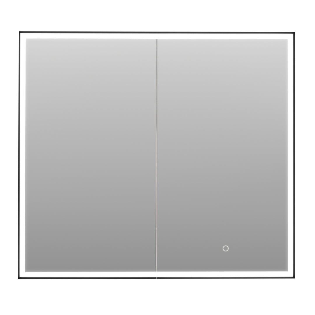 Fenice Rectangular Surface-Mount/Reccessed LED Lighted Bathroom Black Aluminum Mirror Medicine Cabinet