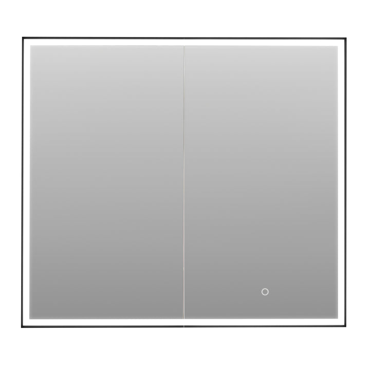 Fenice Rectangular Surface-Mount/Reccessed LED Lighted Bathroom Black Aluminum Mirror Medicine Cabinet