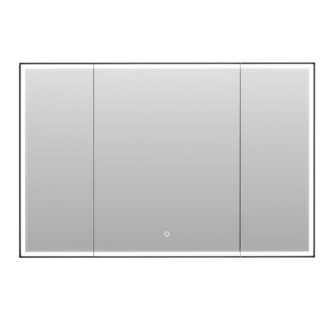 Fenice Rectangular Surface-Mount/Reccessed LED Lighted Bathroom Black Aluminum Mirror Medicine Cabinet
