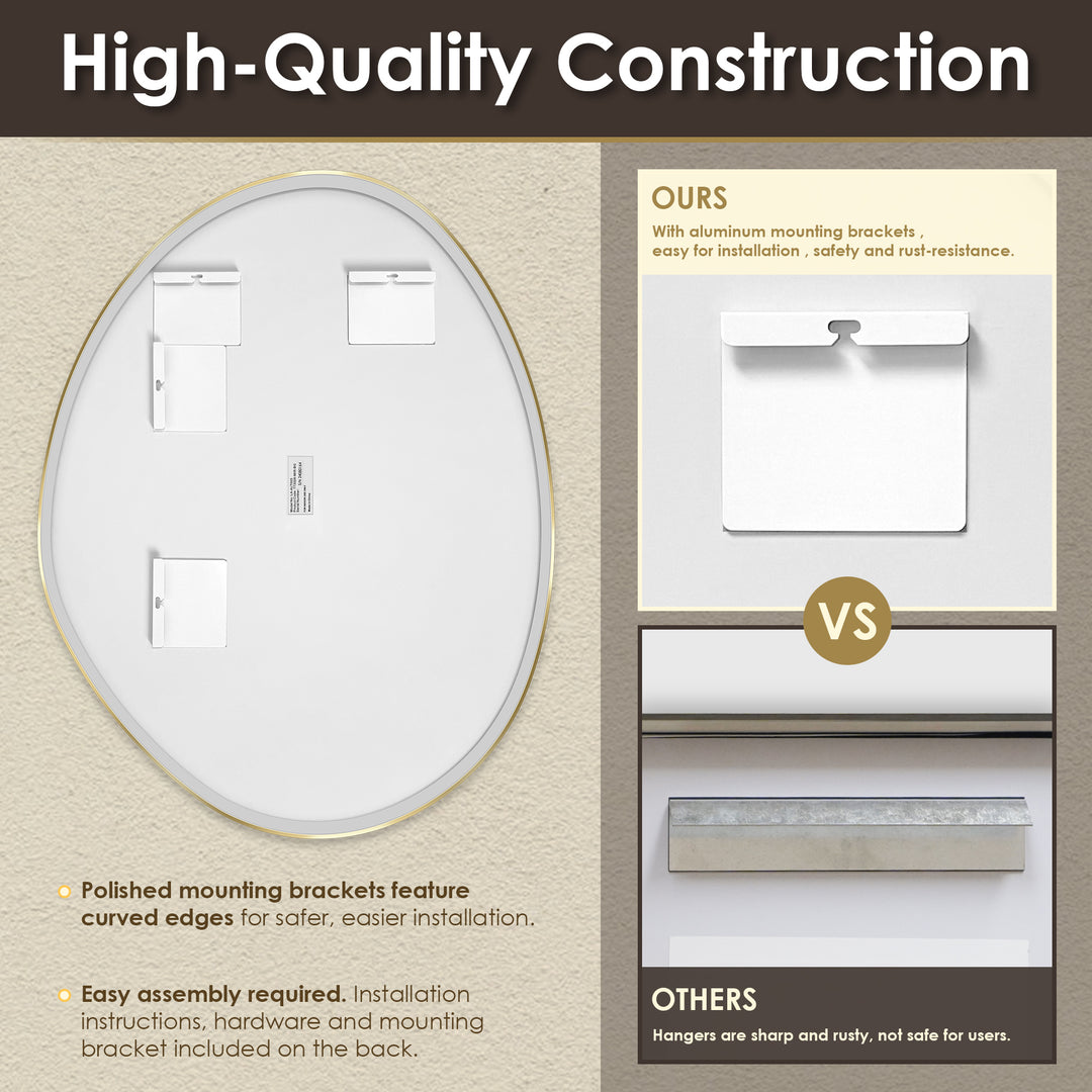 Aura 28"x36" Irregular Modern Bathroom Wall Mirror