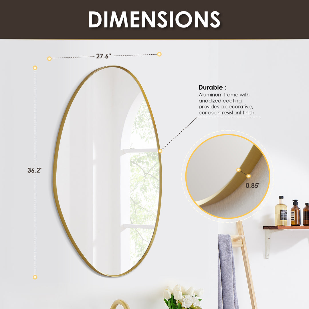 Aura 28"x36" Irregular Modern Bathroom Wall Mirror