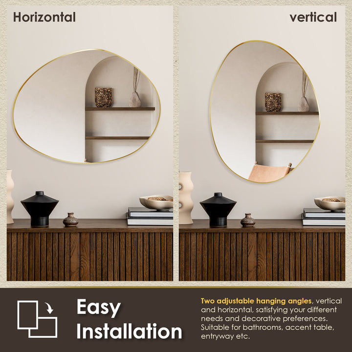 Aura 28"x36" Irregular Modern Bathroom Wall Mirror