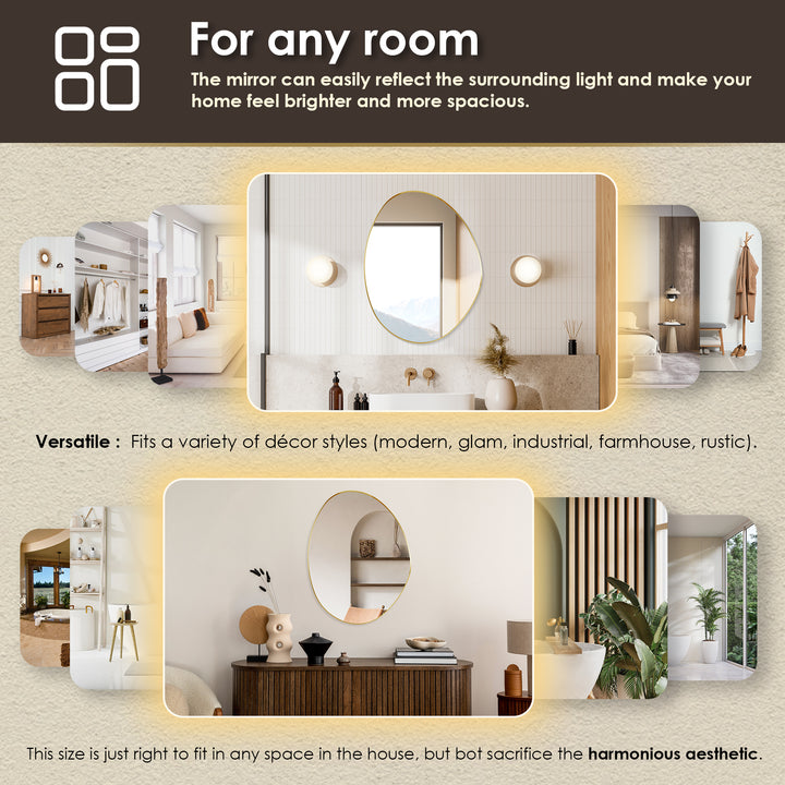 Aura 28"x36" Irregular Modern Bathroom Wall Mirror