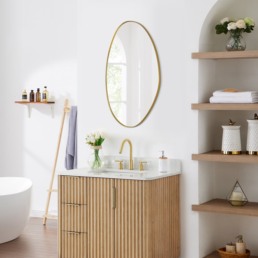 Aura 28"x36" Irregular Modern Bathroom Wall Mirror