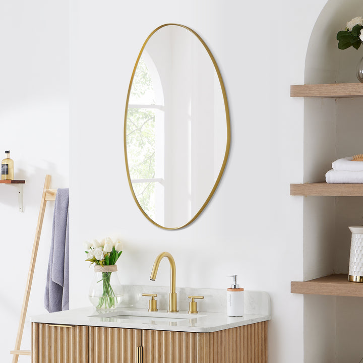 Aura 28"x36" Irregular Modern Bathroom Wall Mirror
