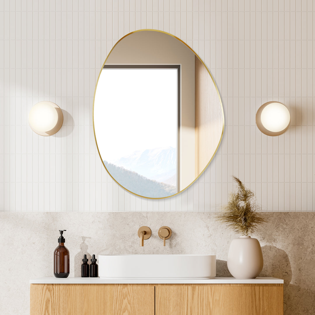 Aura 28"x36" Irregular Modern Bathroom Wall Mirror