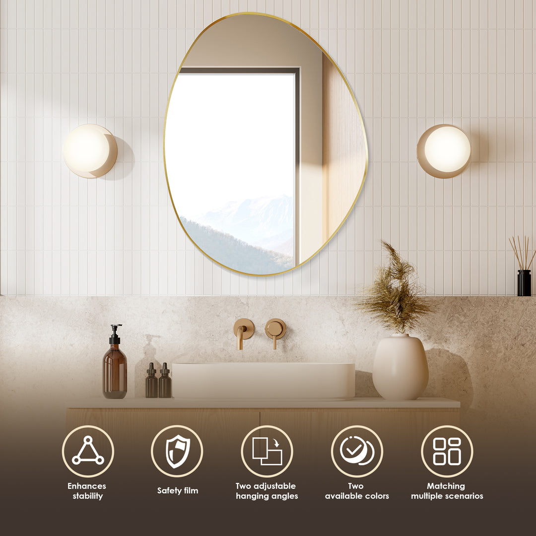 Aura 28"x36" Irregular Modern Bathroom Wall Mirror