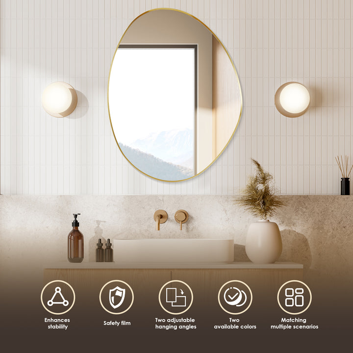 Aura 28"x36" Irregular Modern Bathroom Wall Mirror