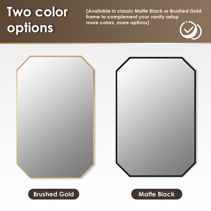 Allure 24"x36" Octagon Modern Bathroom Wall Mirror