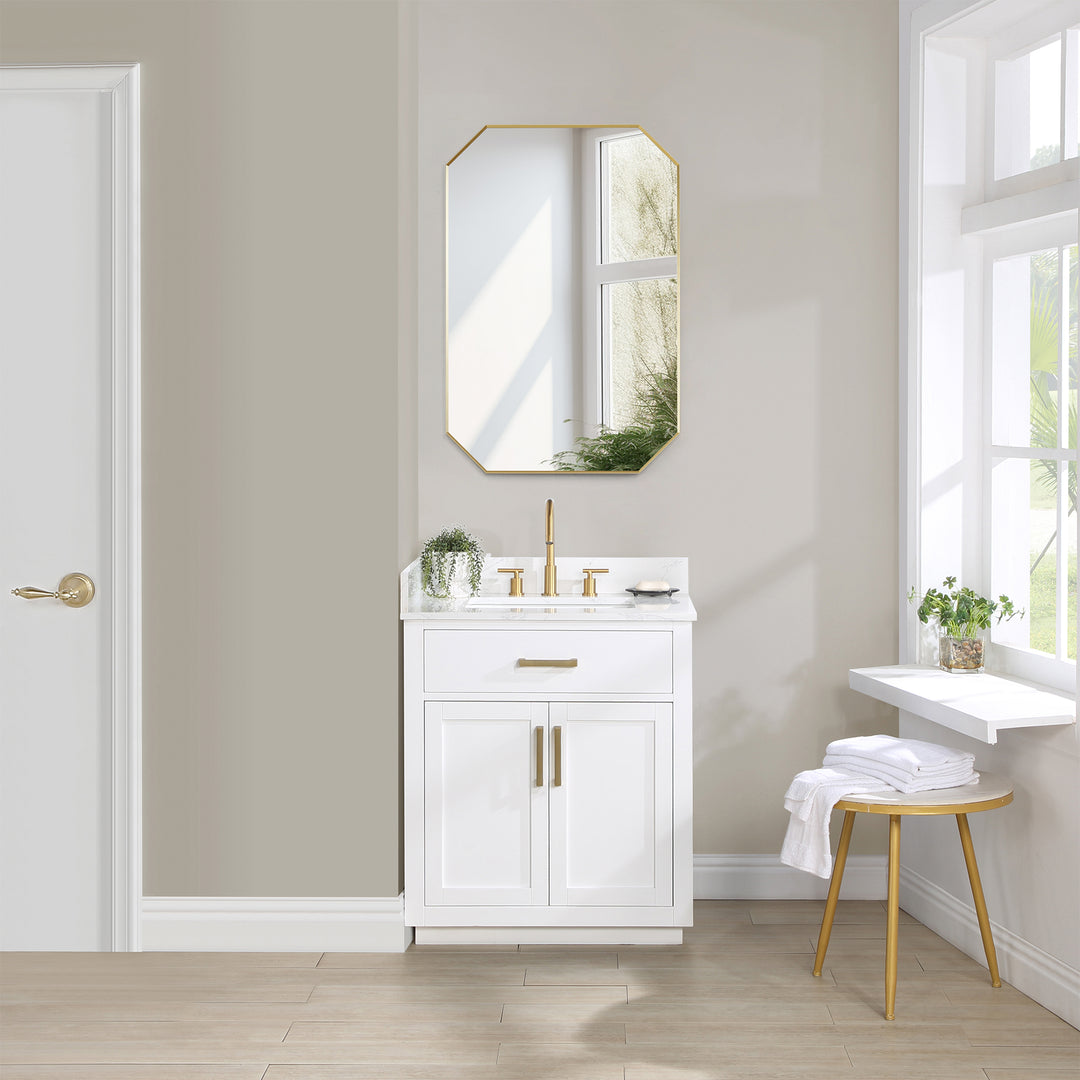 Allure 24"x36" Octagon Modern Bathroom Wall Mirror