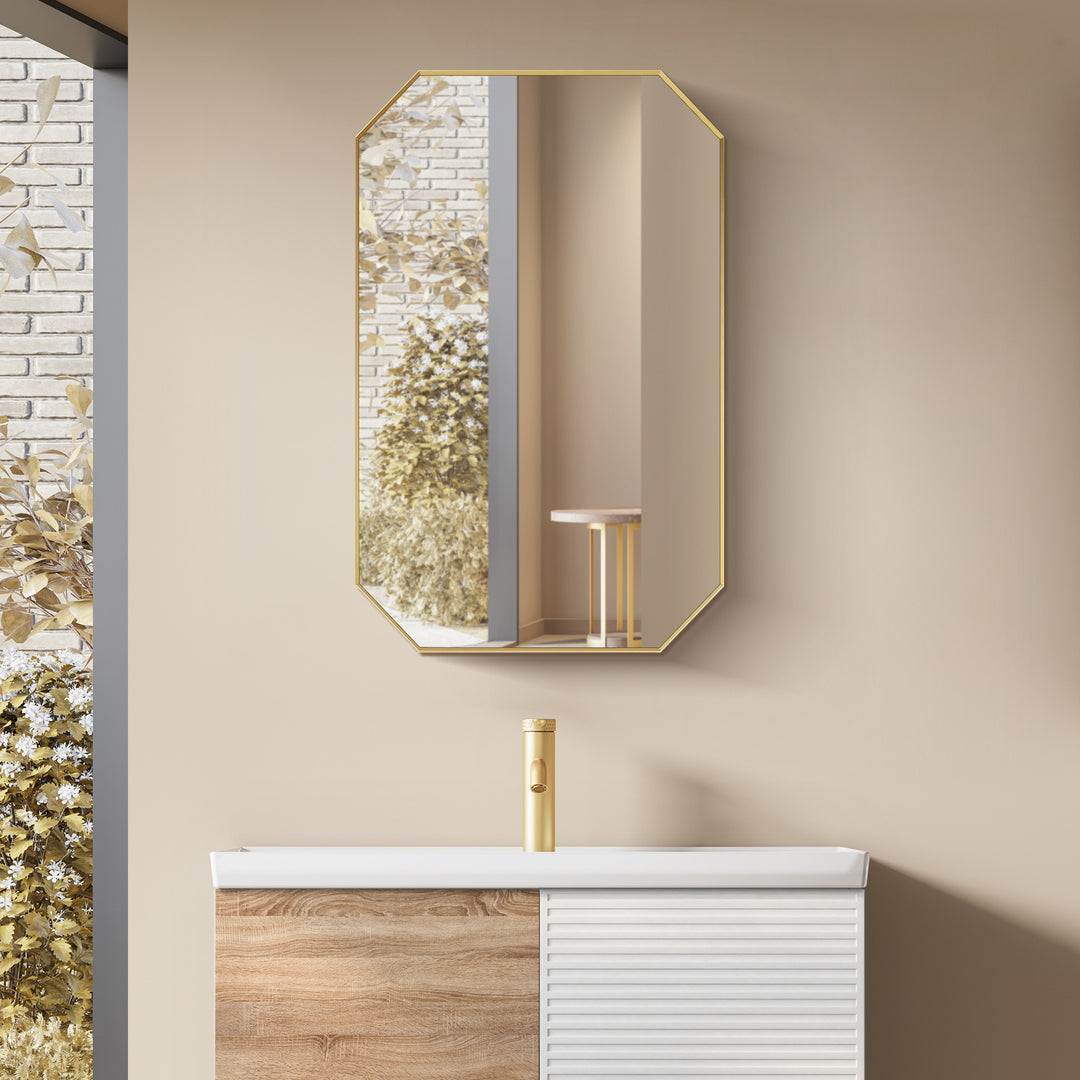 Allure 24"x36" Octagon Modern Bathroom Wall Mirror