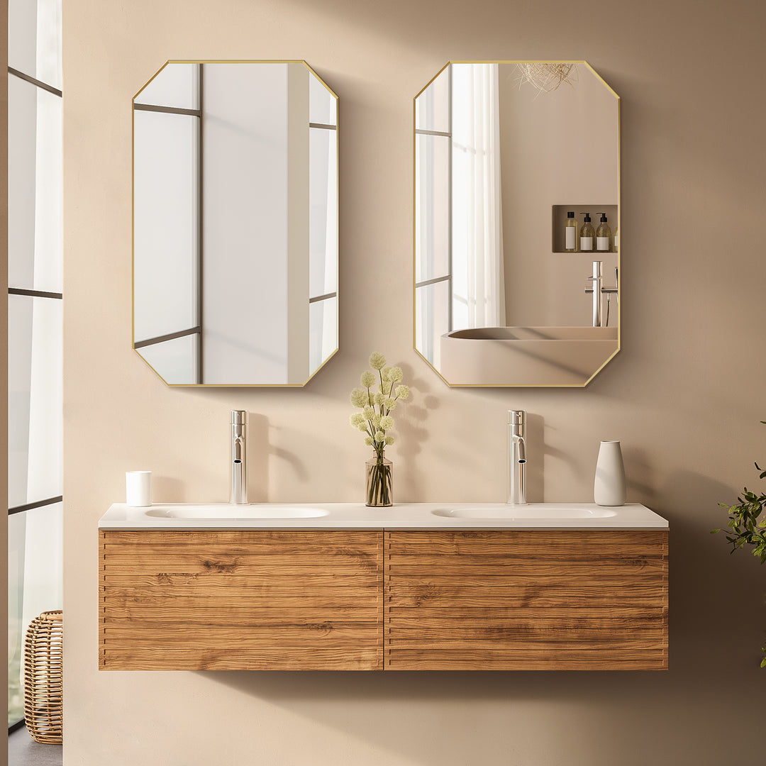 Allure 24"x36" Octagon Modern Bathroom Wall Mirror