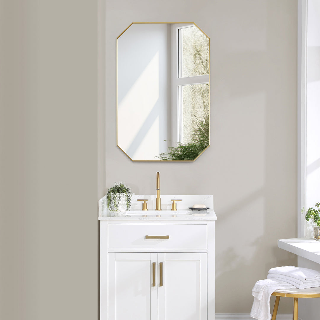 Allure 24"x36" Octagon Modern Bathroom Wall Mirror