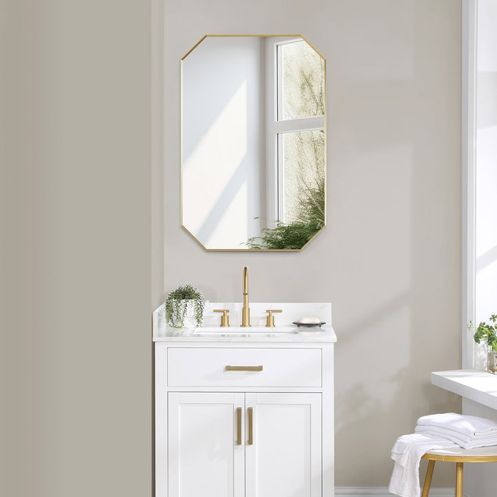 Allure 24"x36" Octagon Modern Bathroom Wall Mirror