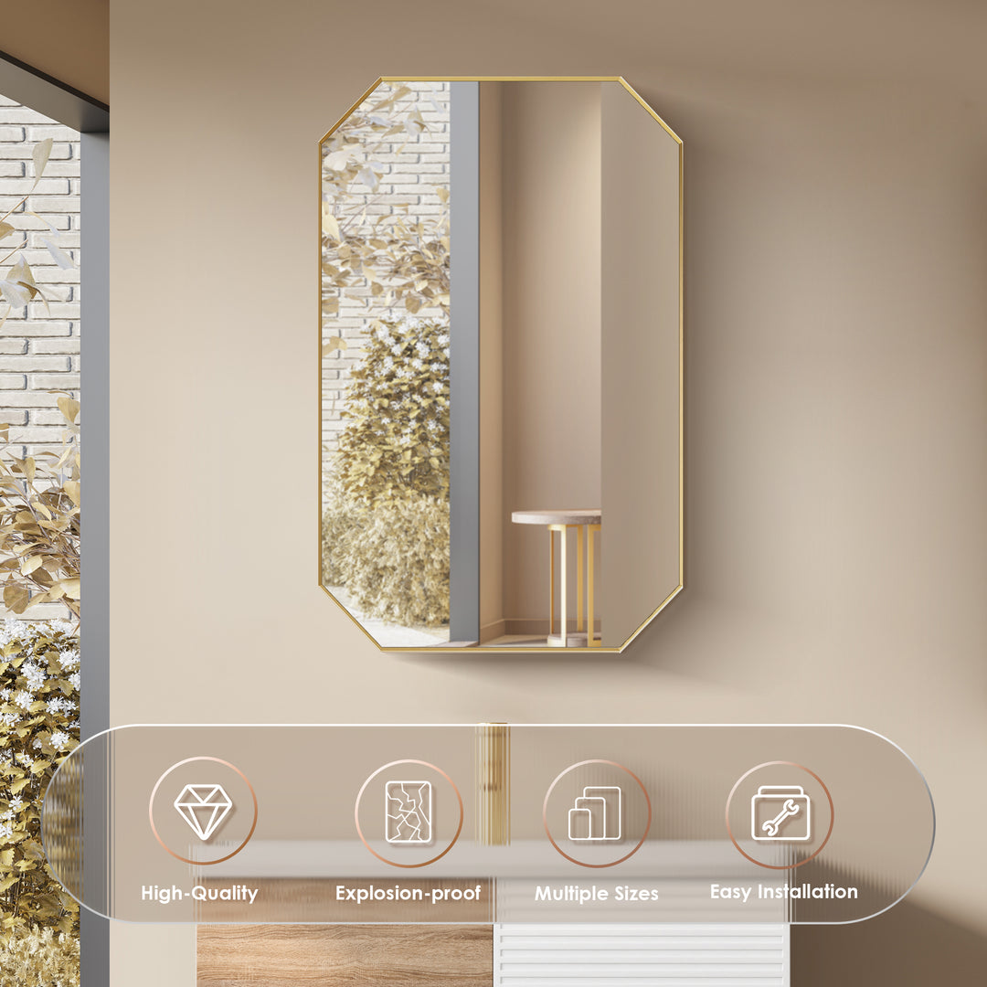 Allure 24"x36" Octagon Modern Bathroom Wall Mirror