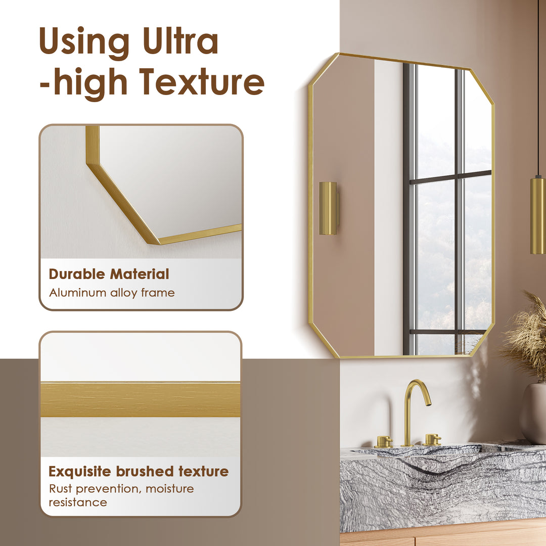Allure 24"x36" Octagon Modern Bathroom Wall Mirror