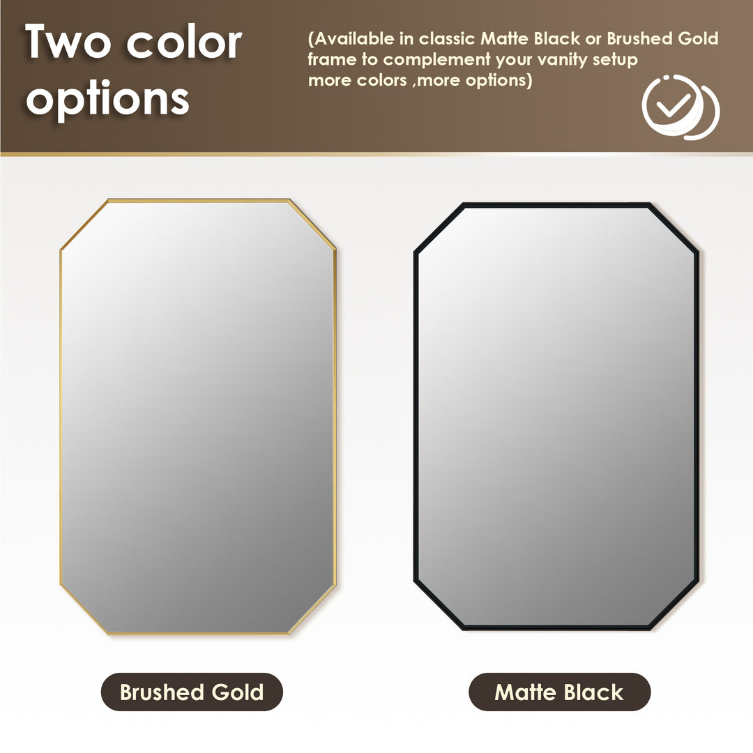 Allure 24"x36" Octagon Modern Bathroom Wall Mirror