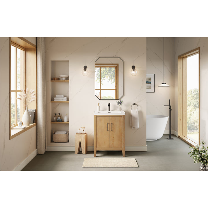 Allure 24"x36" Octagon Modern Bathroom Wall Mirror