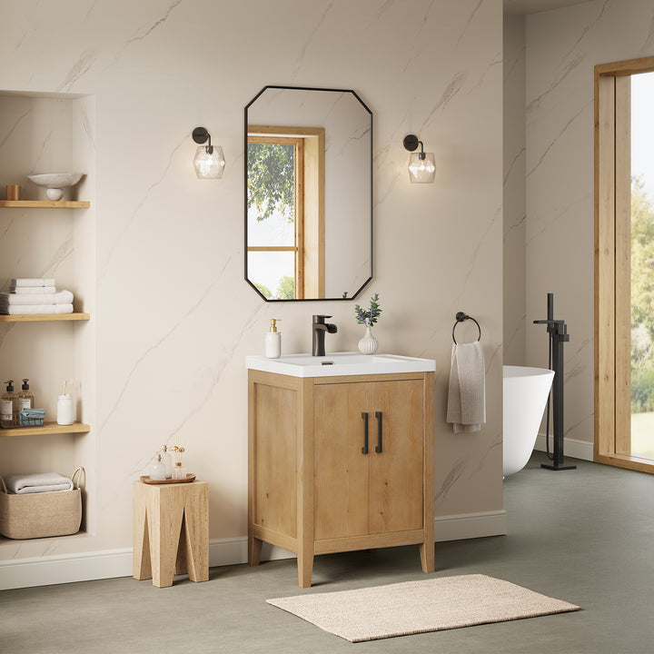 Allure 24"x36" Octagon Modern Bathroom Wall Mirror