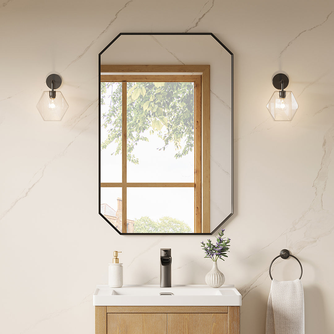 Allure 24"x36" Octagon Modern Bathroom Wall Mirror