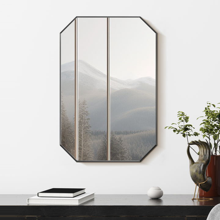 Allure 24"x36" Octagon Modern Bathroom Wall Mirror