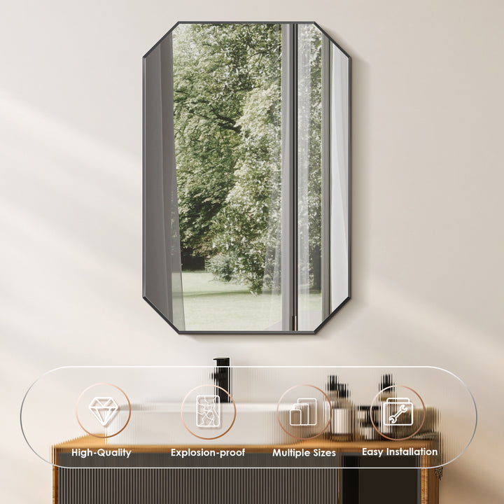 Allure 24"x36" Octagon Modern Bathroom Wall Mirror