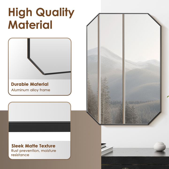 Allure 24"x36" Octagon Modern Bathroom Wall Mirror