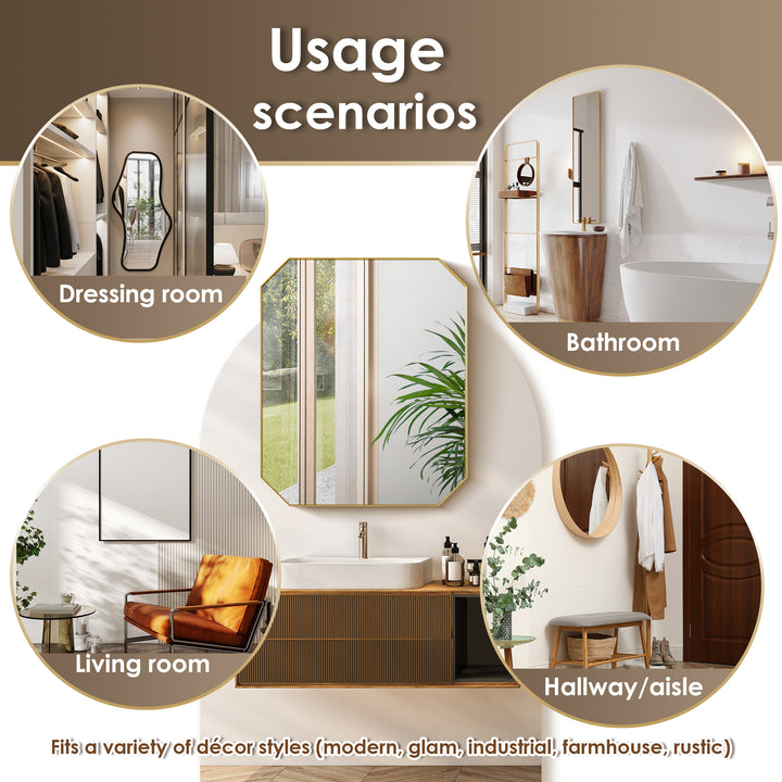 Allure 36"x30" Octagon Bathroom Wall Mirror