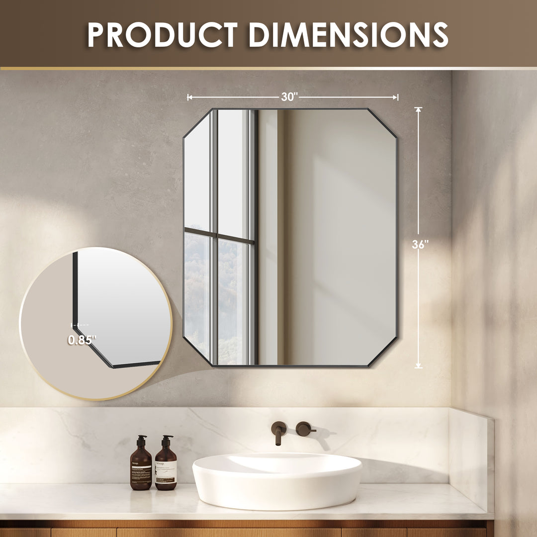 Allure 36"x30" Octagon Bathroom Wall Mirror