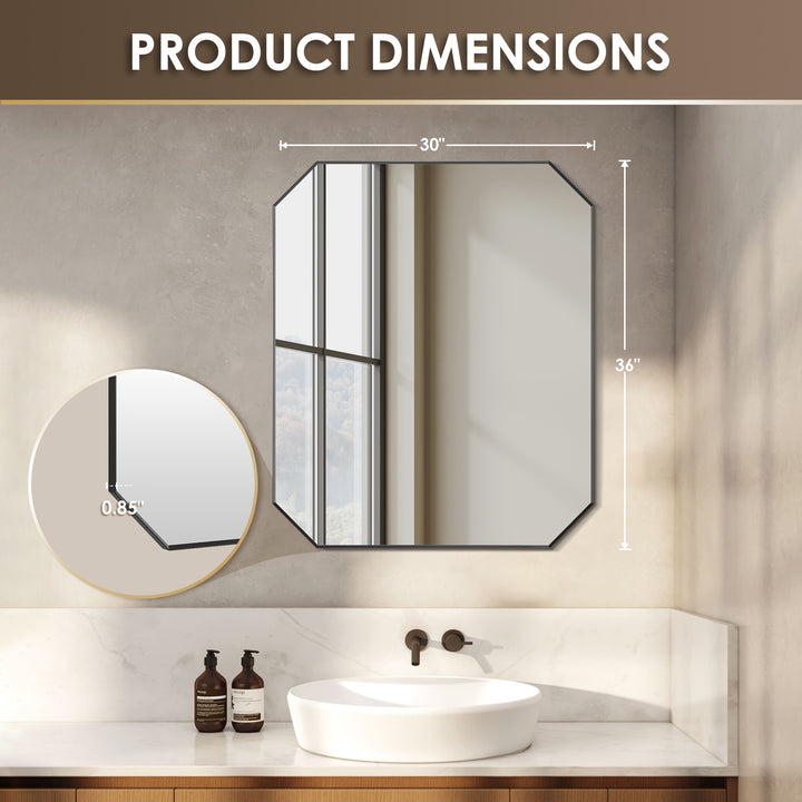 Allure 36"x30" Octagon Bathroom Wall Mirror