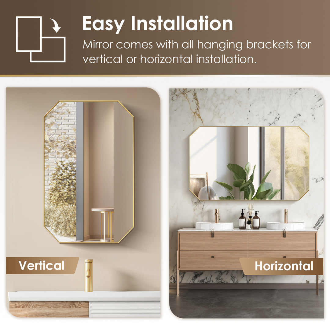 Allure 48"x30" Octagon Modern Bathroom Wall Mirror