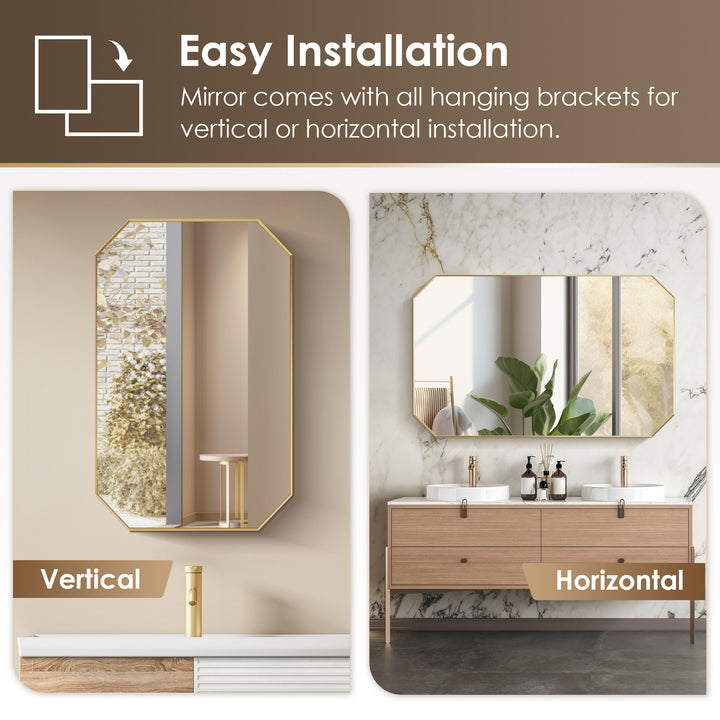 Allure 48"x30" Octagon Modern Bathroom Wall Mirror