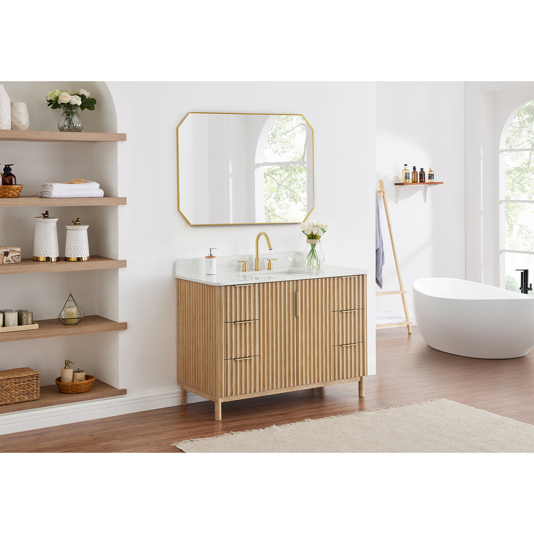 Allure 48"x30" Octagon Modern Bathroom Wall Mirror