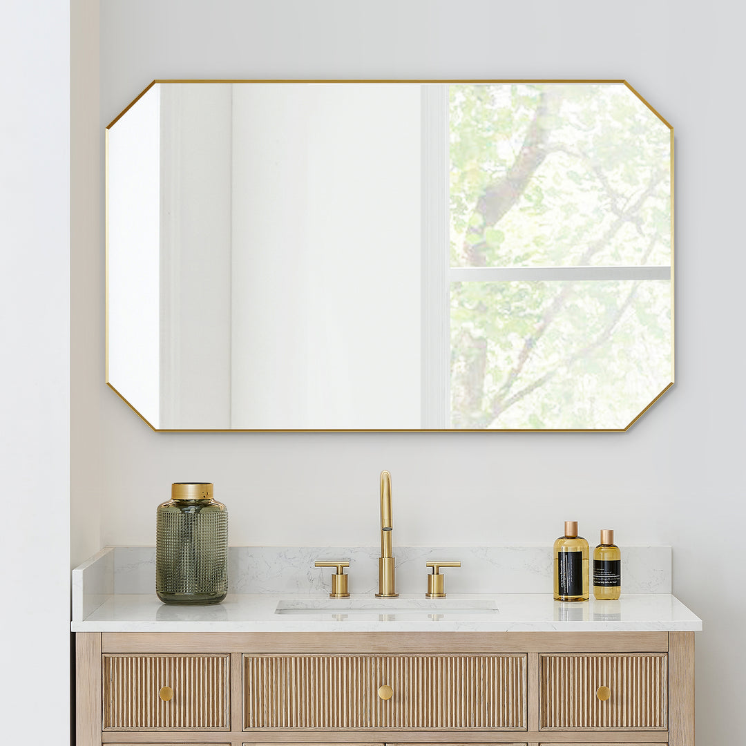 Allure 48"x30" Octagon Modern Bathroom Wall Mirror