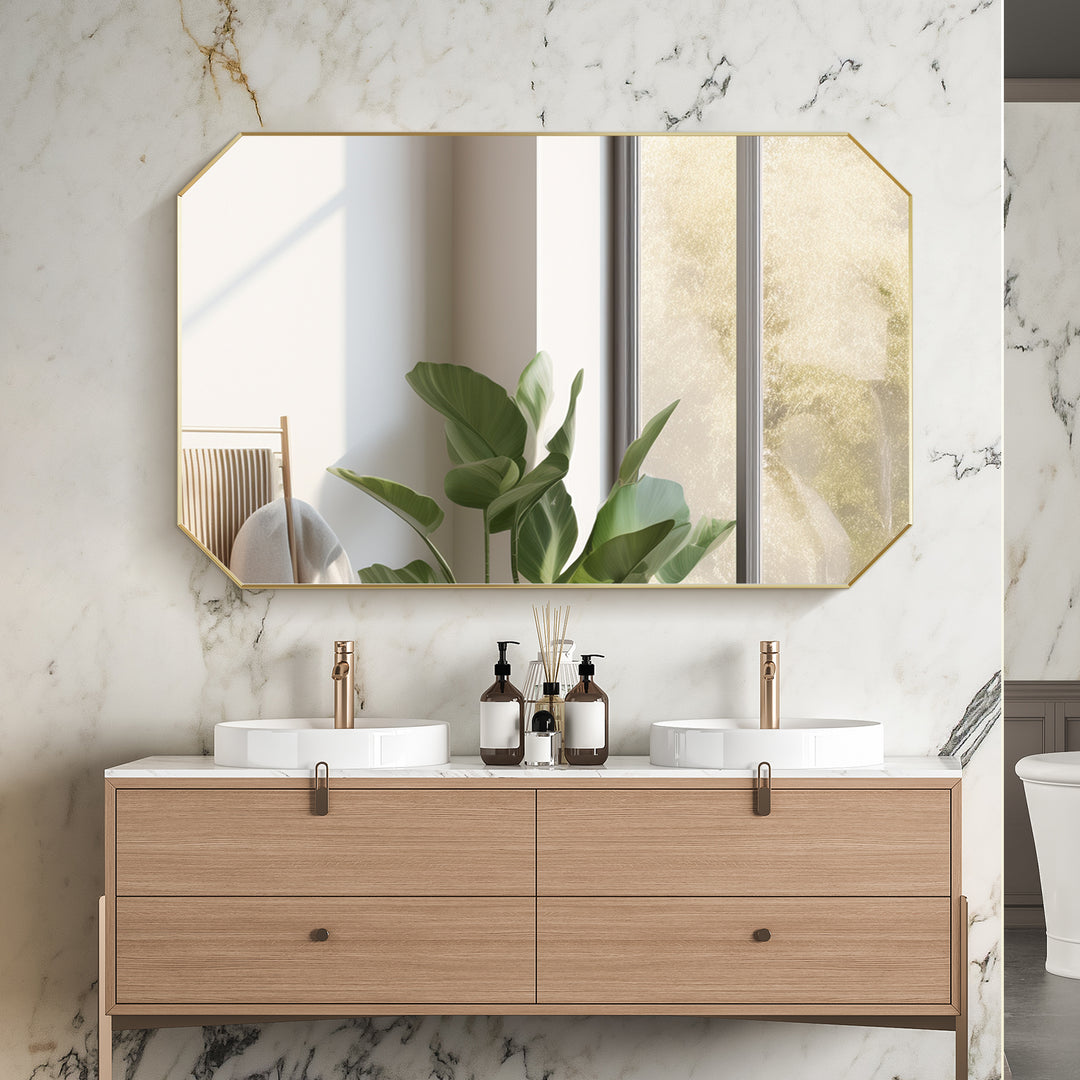Allure 48"x30" Octagon Modern Bathroom Wall Mirror