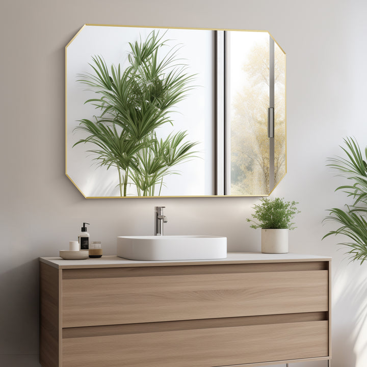 Allure 48"x30" Octagon Modern Bathroom Wall Mirror