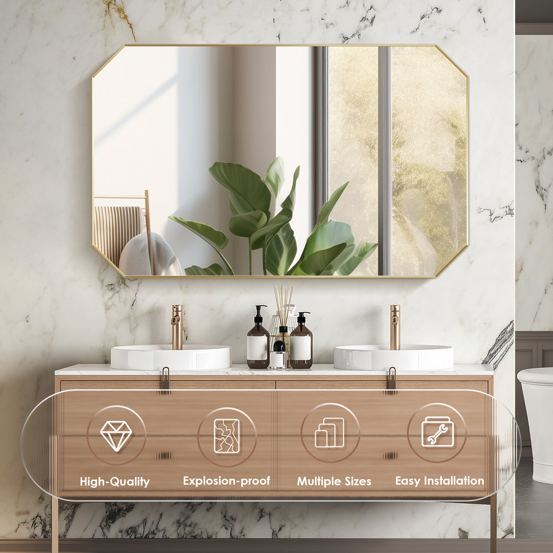 Allure 48"x30" Octagon Modern Bathroom Wall Mirror