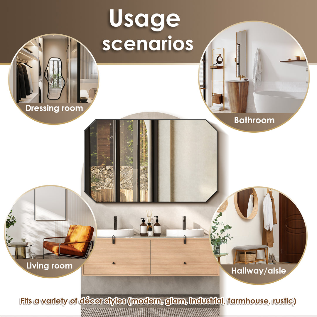 Allure 48"x30" Octagon Modern Bathroom Wall Mirror