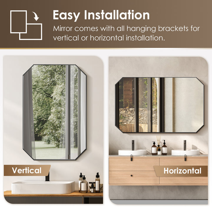 Allure 48"x30" Octagon Modern Bathroom Wall Mirror